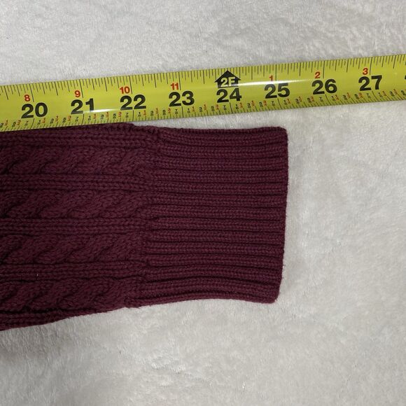 Women's Sz M Cotton Cable Knit Sweater Dark Burgundy Old Money Preppy Brand New - Picture 7 of 8